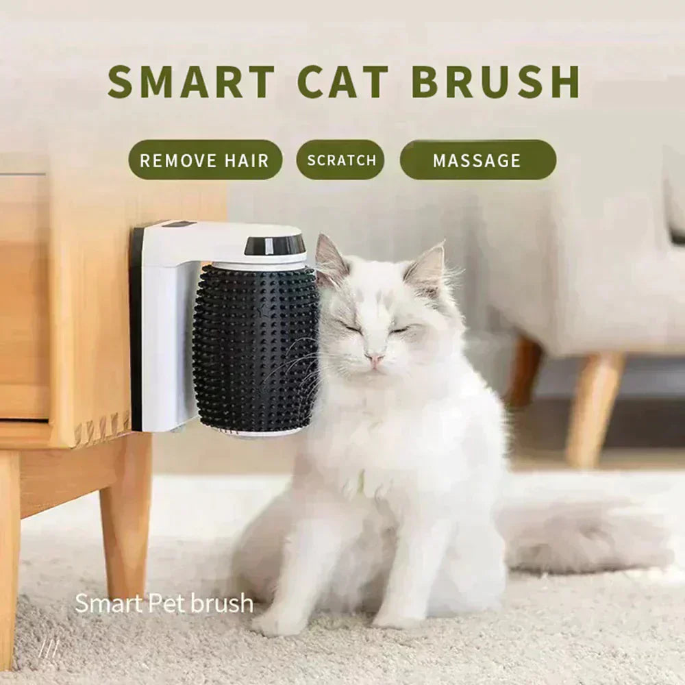 cat self groomer, self grooming cat brush, automatic cat self groomer, cat wall self groomer, corner wall cat brush