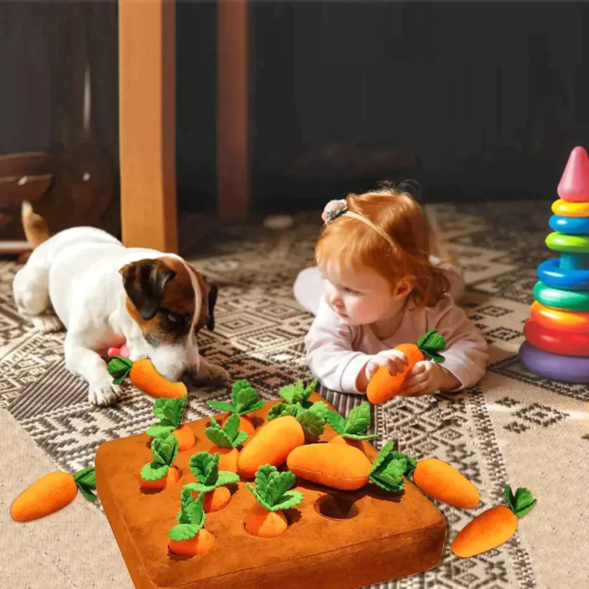 carrot farm interactive plush dog toy, dog toy, best dog toys, pet dog toy, pet smart dog toys, dog toy shop, best dog toys ever