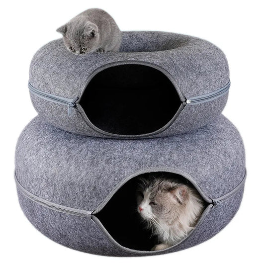 donut cat tunnel bed, best cat beds, cat tunnel bed, warm cat bed, cat beds for sale, cat tunnel with bed