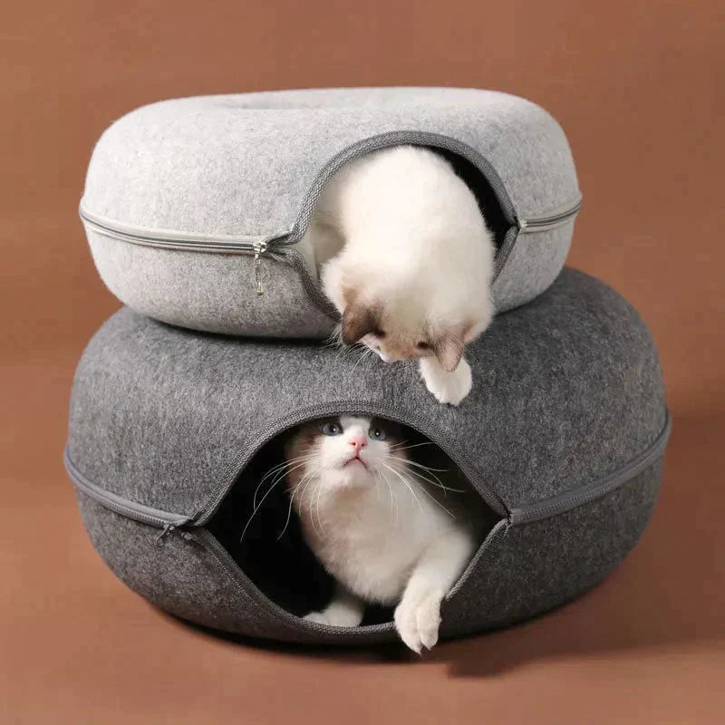 donut cat tunnel bed, best cat beds, cat tunnel bed, warm cat bed, cat beds for sale, cat tunnel with bed