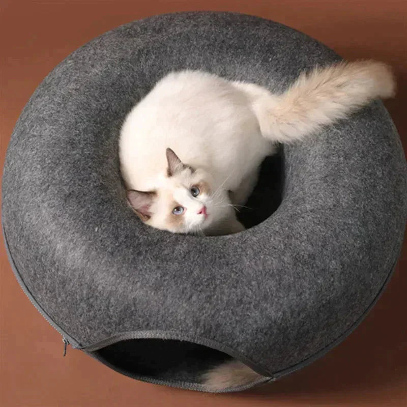 donut cat tunnel bed, best cat beds, cat tunnel bed, warm cat bed, cat beds for sale, cat tunnel with bed