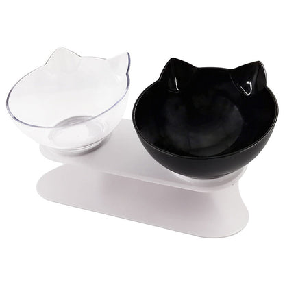 double pet bowl, pet feeder, double dog dish, double dog food bowl, twin cat bowl