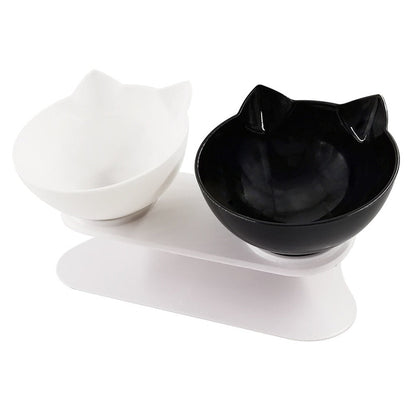 double pet bowl, pet feeder, double dog dish, double dog food bowl, twin cat bowl