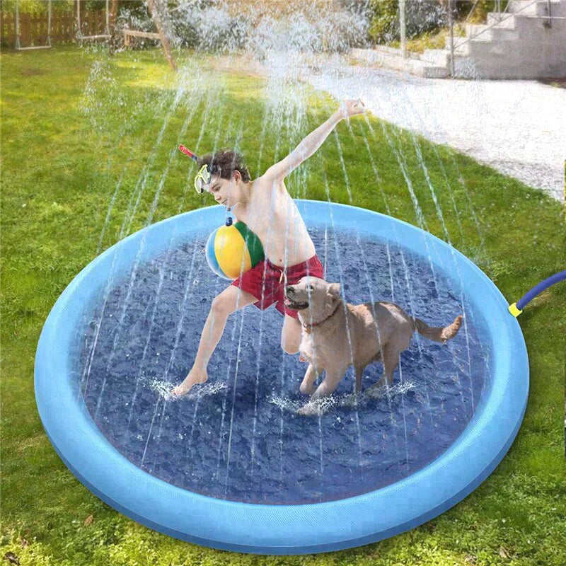 pet sprinkler pad, dog sprinkler pool, best dog water mat sprinkler, sprinkler pool for dogs, pet sprinkler splash pad