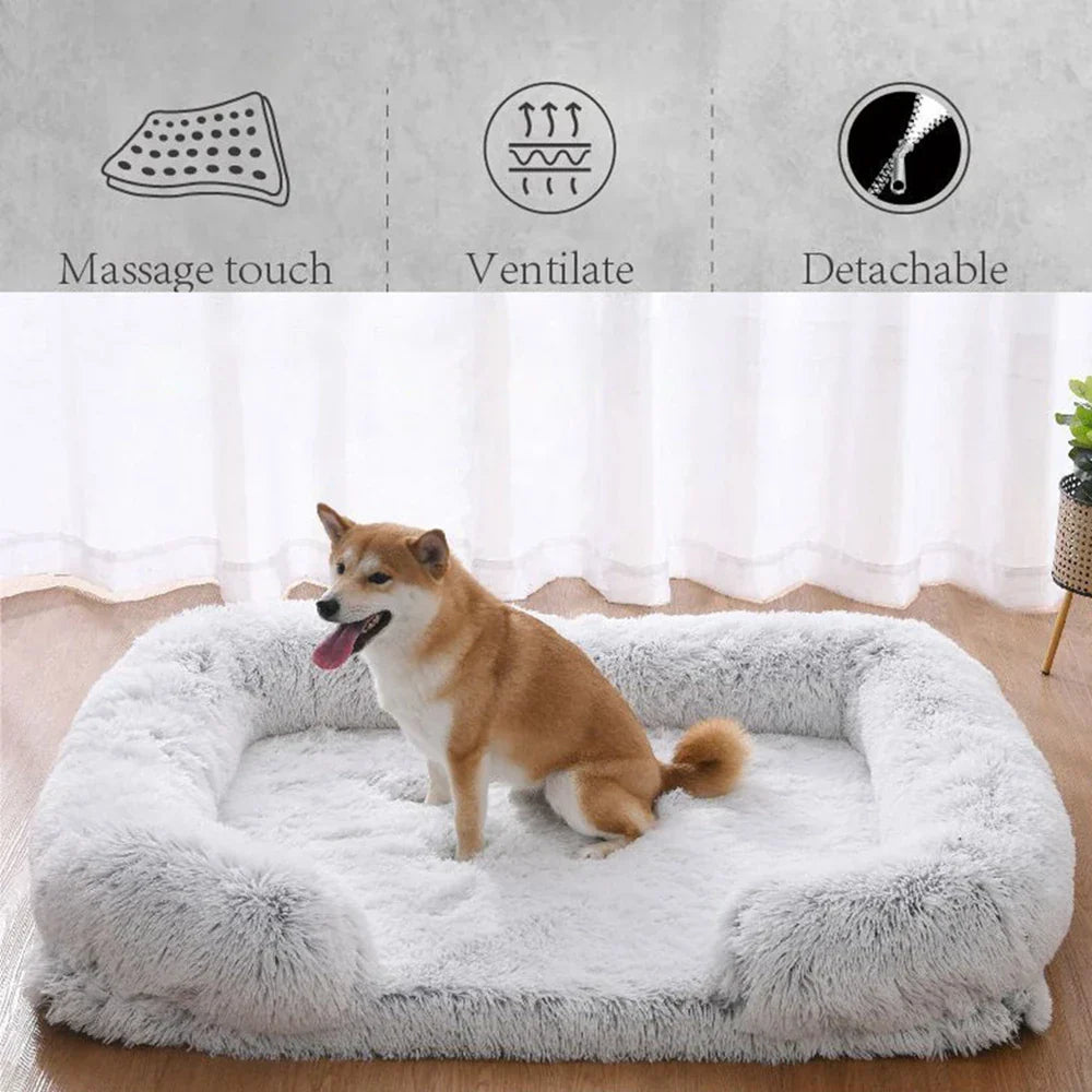 super warm plush dog bed, dog beds super soft, dog beds for large, breathable pet bed, rectangle warming dog bed