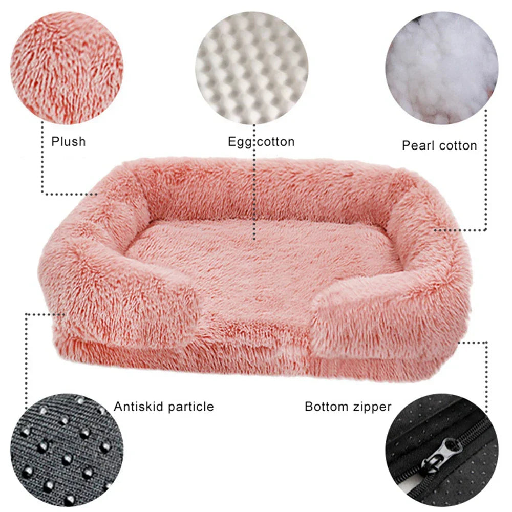 super warm plush dog bed, dog beds super soft, dog beds for large, breathable pet bed, rectangle warming dog bed