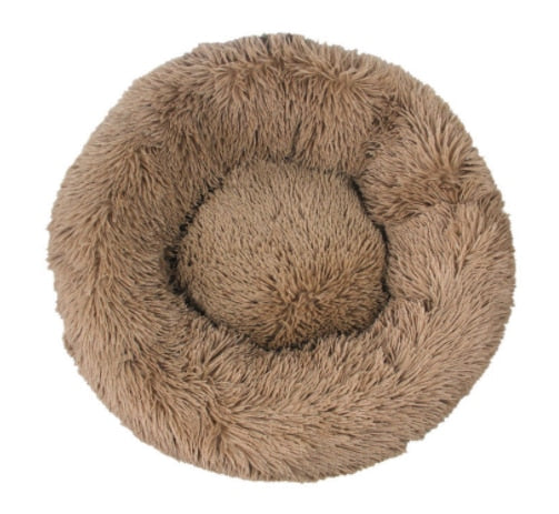 calming dog & cat bed, warming cozy soft round bed, best pet supplies round dog bed, plush calming dog bed, soft fuzzy calming bed for dogs, best round small dog bed