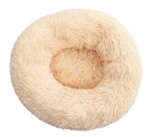 calming dog & cat bed, warming cozy soft round bed, best pet supplies round dog bed, plush calming dog bed, soft fuzzy calming bed for dogs, best round small dog bed